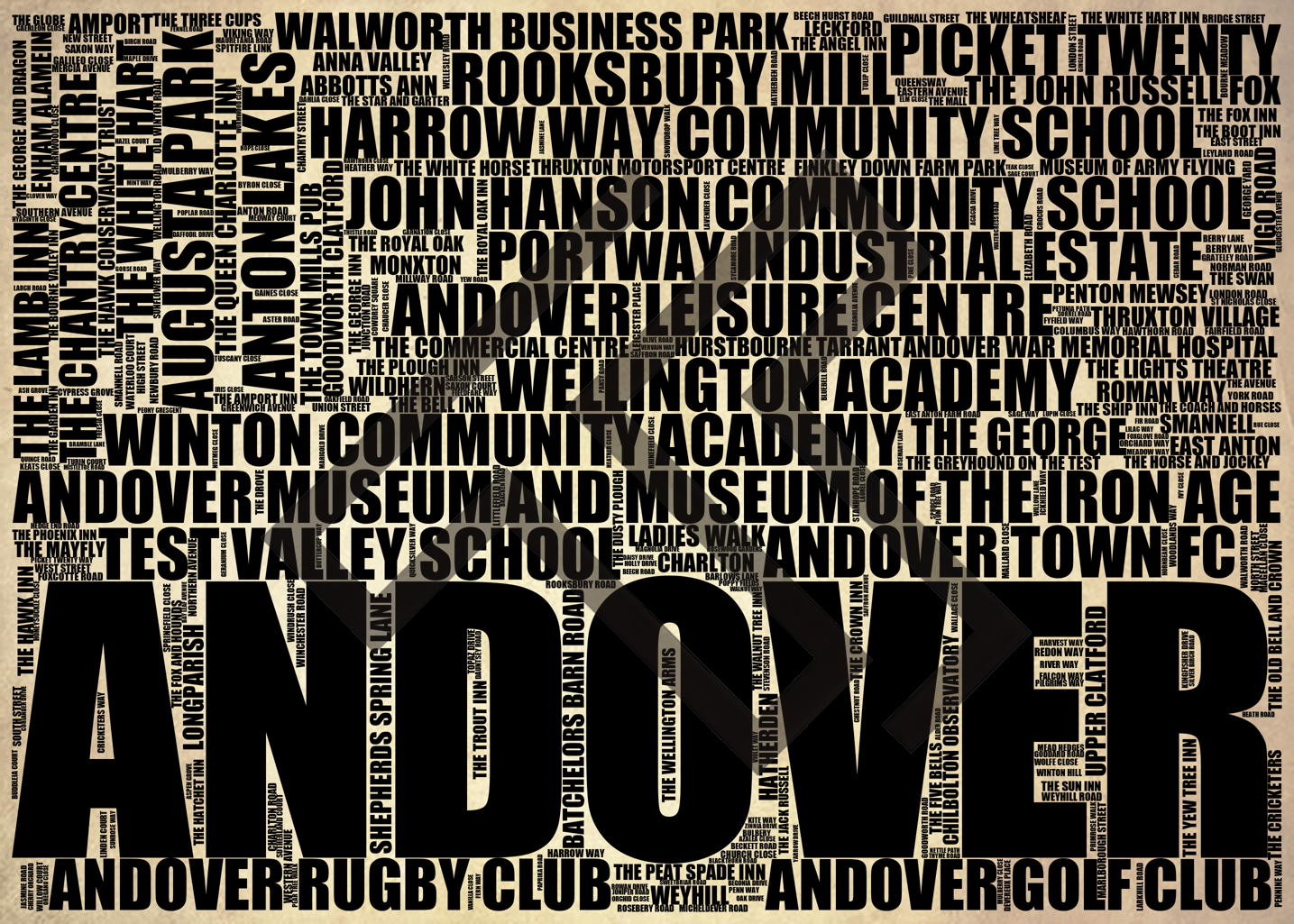 Andover - Premium Typographic Word Cloud Prints, Posters & Gifts