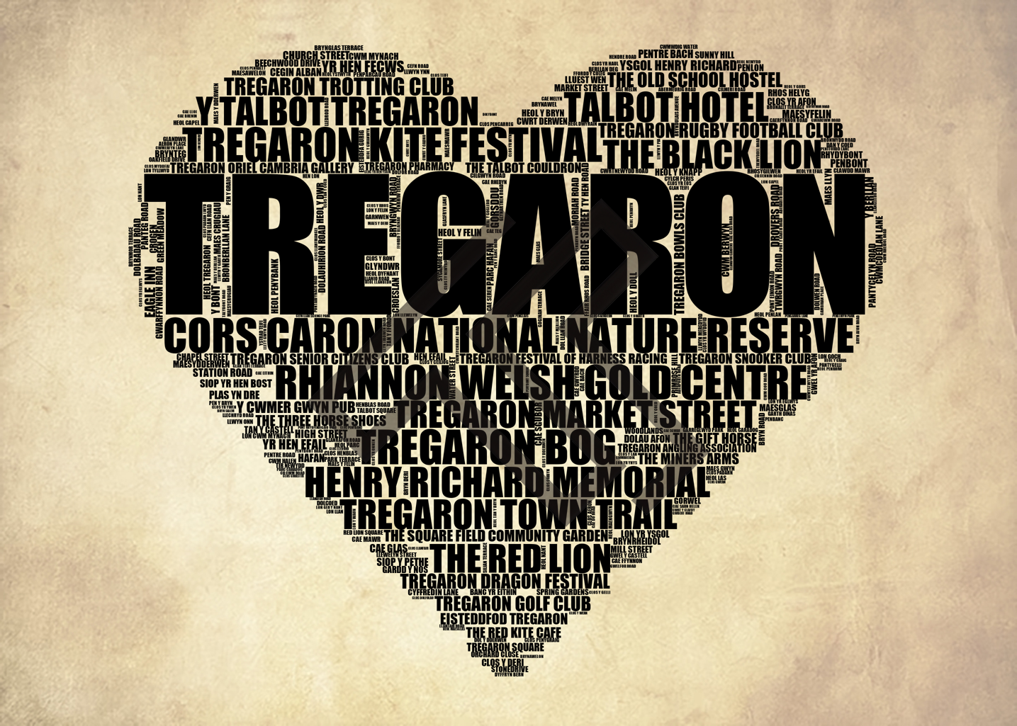 Tregaron - Premium Typographic Word Cloud Prints, Posters & Gifts