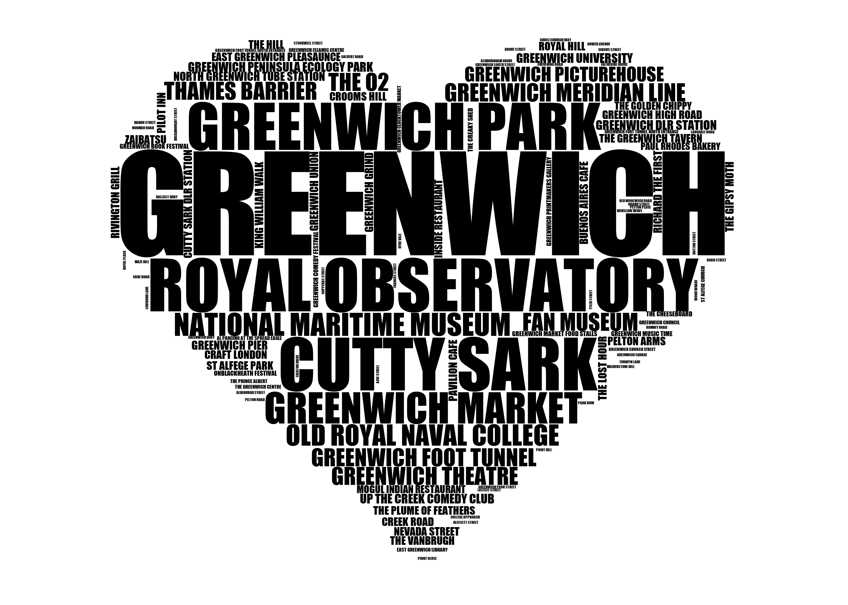 Greenwich - Premium Typographic Word Cloud Prints, Posters & Gifts