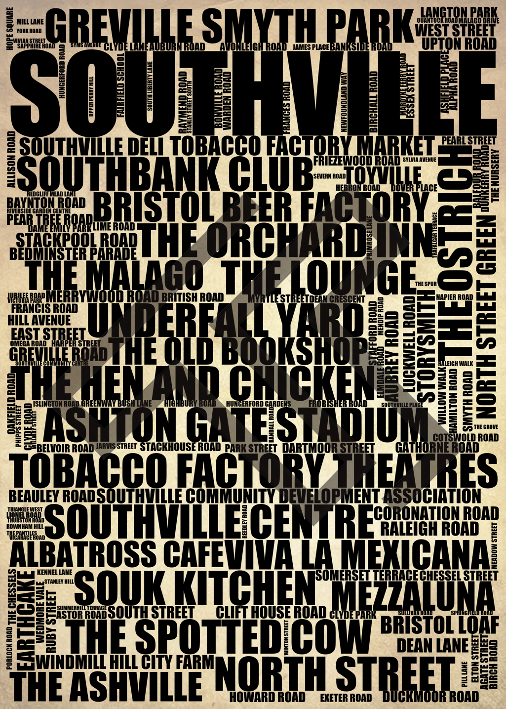 Southville - Premium Typographic Word Cloud Prints, Posters & Gifts