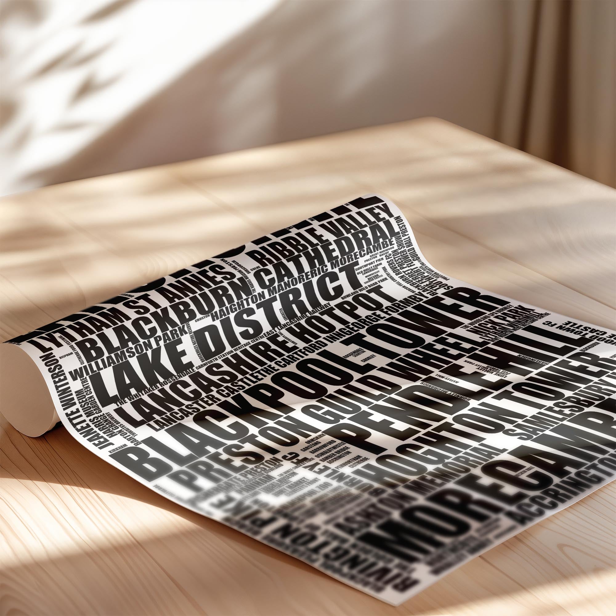 Lancashire - Premium Typographic Word Cloud Prints, Posters & Gifts