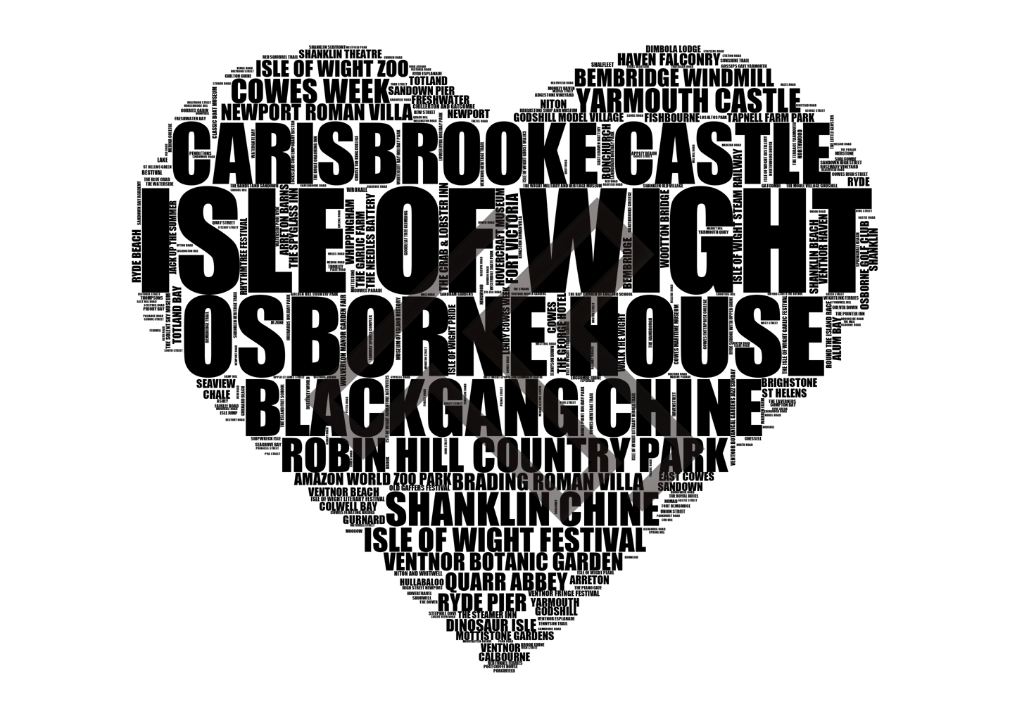 Isle of Wight - Premium Typographic Word Cloud Prints, Posters & Gifts