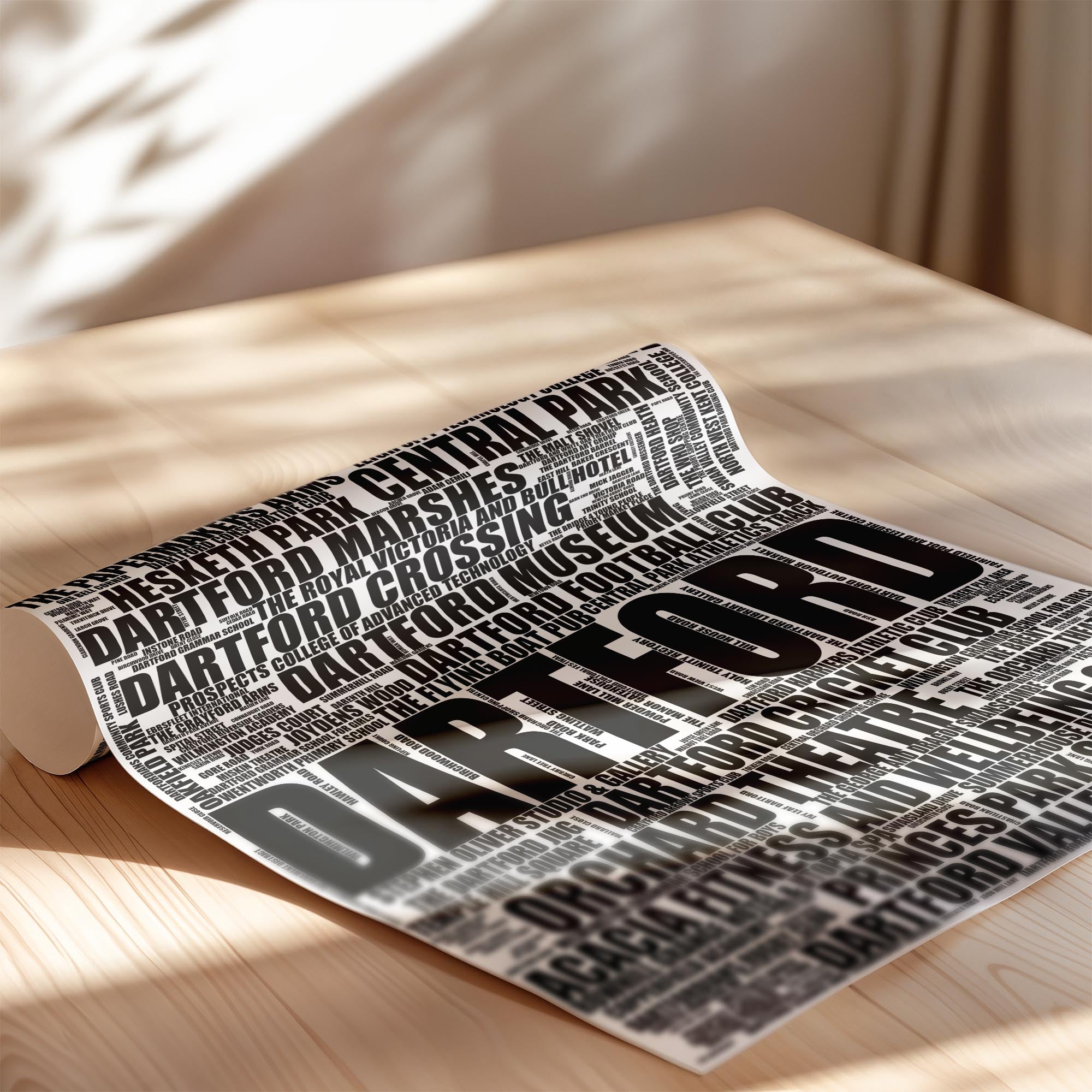 Dartford - Premium Typographic Word Cloud Prints, Posters & Gifts