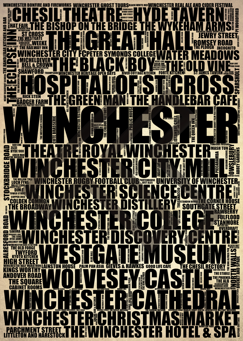Winchester - Premium Typographic Word Cloud Prints, Posters & Gifts
