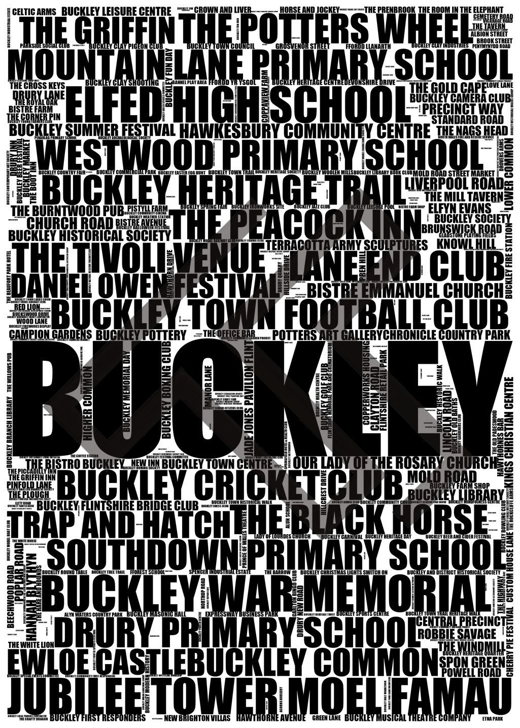 Buckley - Premium Typographic Word Cloud Prints, Posters & Gifts