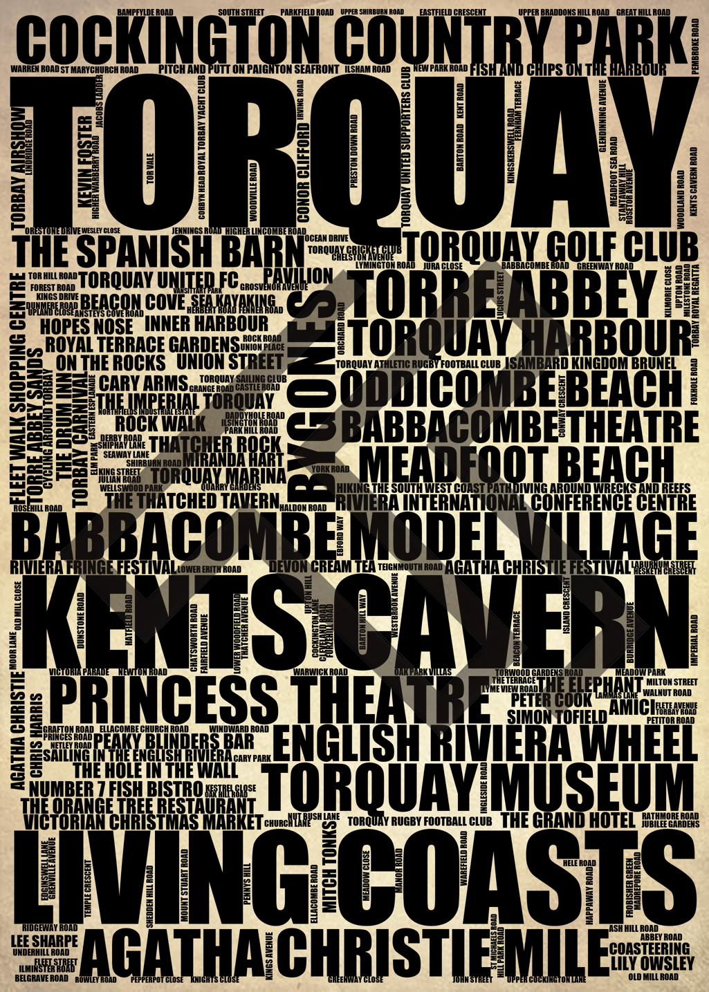 Torquay - Premium Typographic Word Cloud Prints, Posters & Gifts