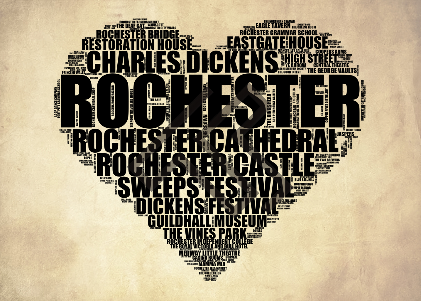 Rochester - Premium Typographic Word Cloud Prints, Posters & Gifts