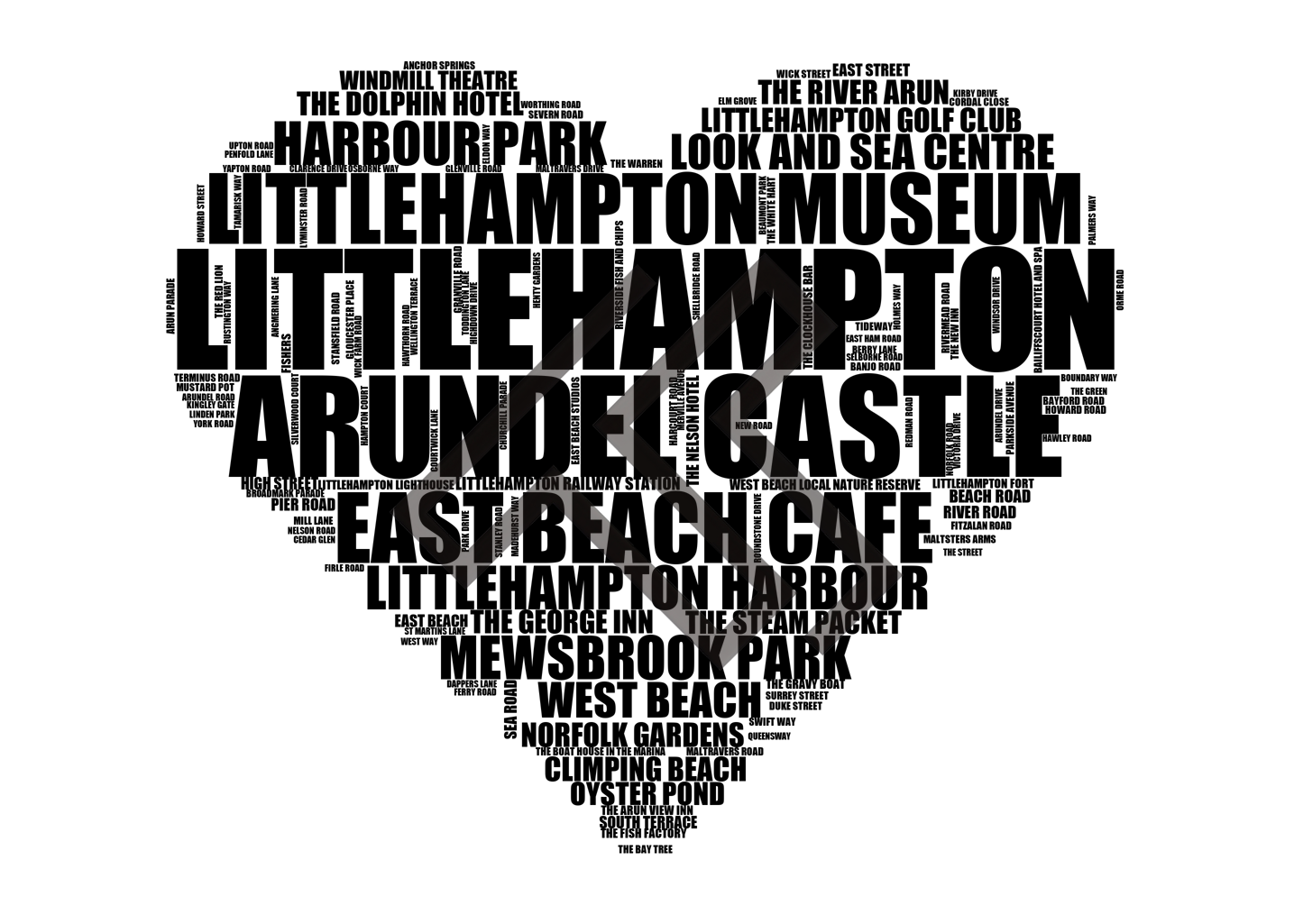 Littlehampton - Premium Typographic Word Cloud Prints, Posters & Gifts