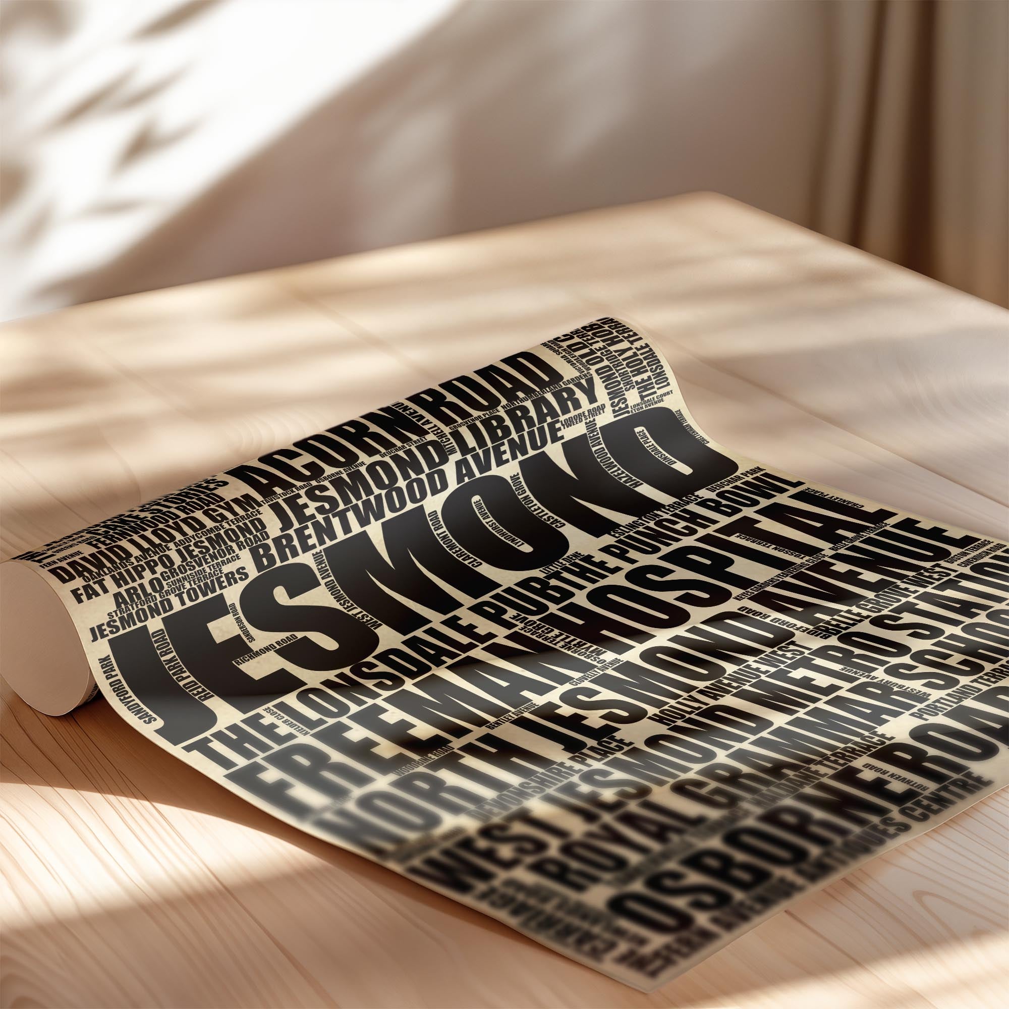 Jesmond - Premium Typographic Word Cloud Prints, Posters & Gifts