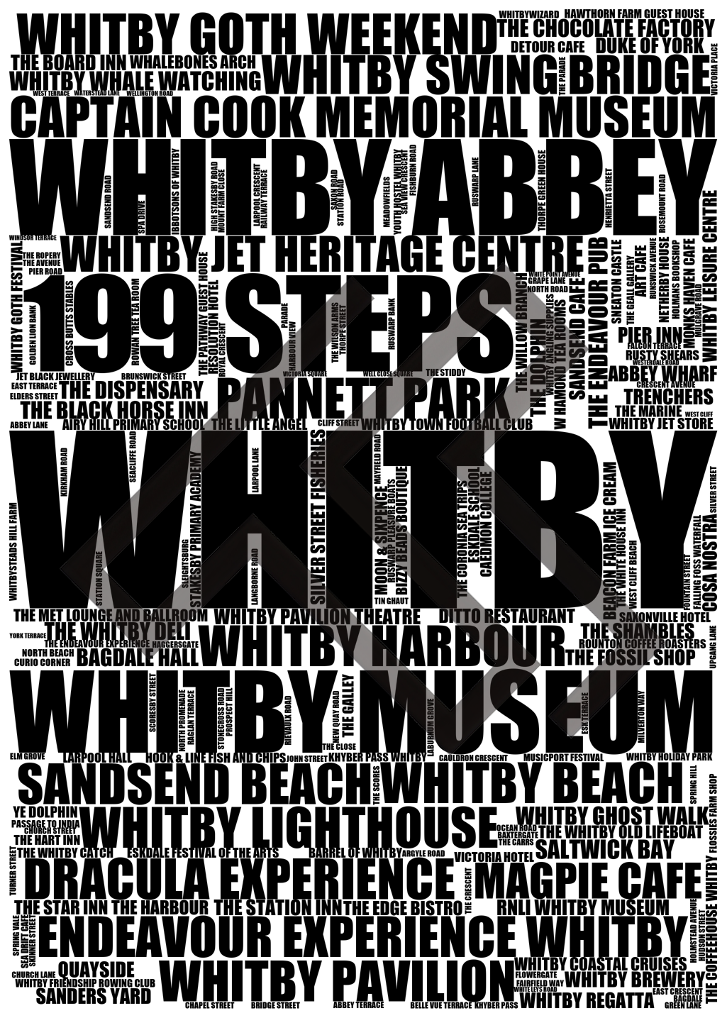 Whitby - Premium Typographic Word Cloud Prints, Posters & Gifts