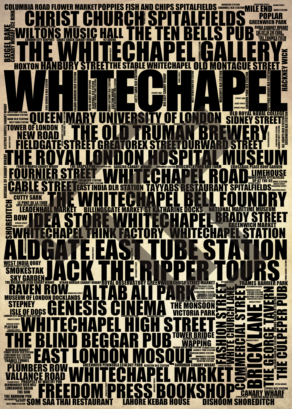 Whitechapel - Premium Typographic Word Cloud Prints, Posters & Gifts