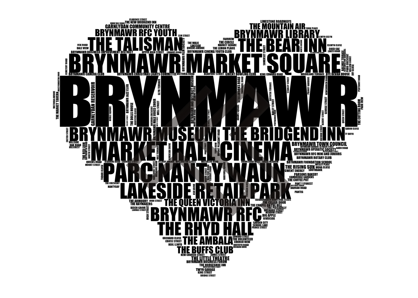 Brynmawr - Premium Typographic Word Cloud Prints, Posters & Gifts