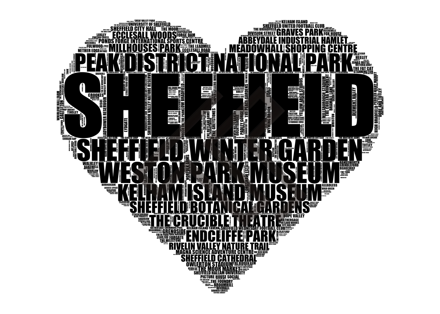 Sheffield - Premium Typographic Word Cloud Prints, Posters & Gifts