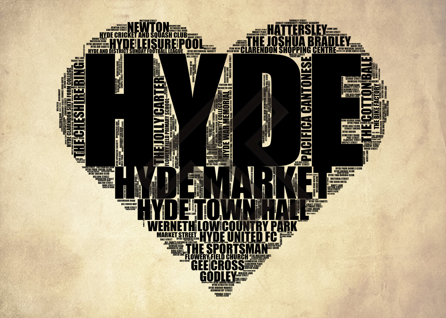 Hyde - Premium Typographic Word Cloud Prints, Posters & Gifts