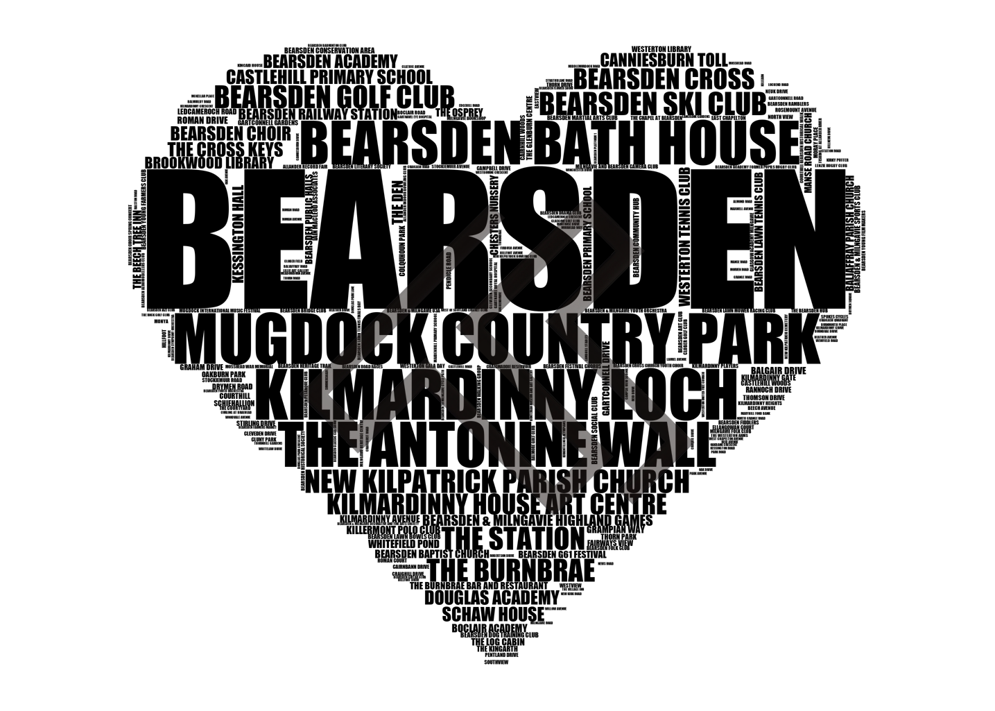 Bearsden - Premium Typographic Word Cloud Prints, Posters & Gifts