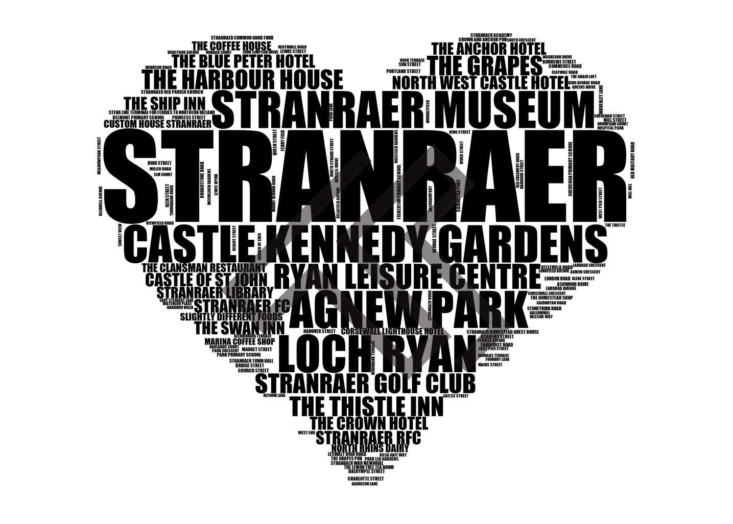 Stranraer - Premium Typographic Word Cloud Prints, Posters & Gifts