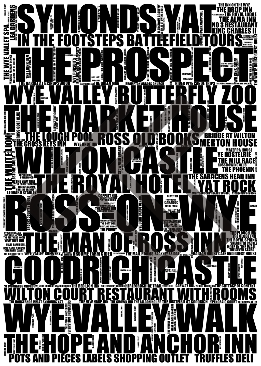 Ross-on-Wye - Premium Typographic Word Cloud Prints, Posters & Gifts