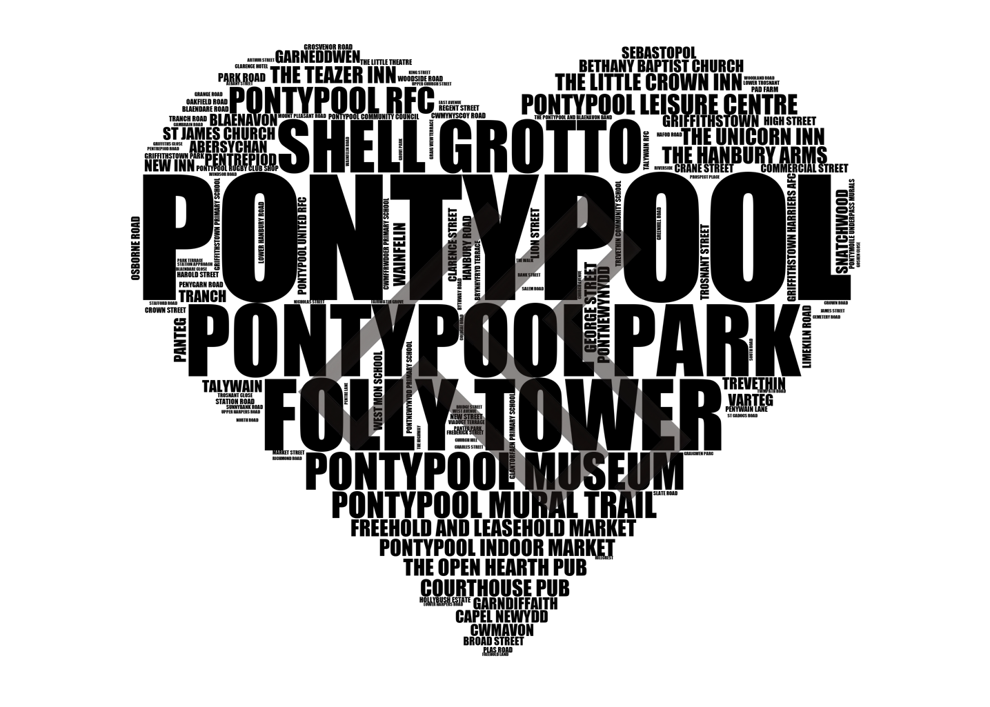 Pontypool - Premium Typographic Word Cloud Prints, Posters & Gifts