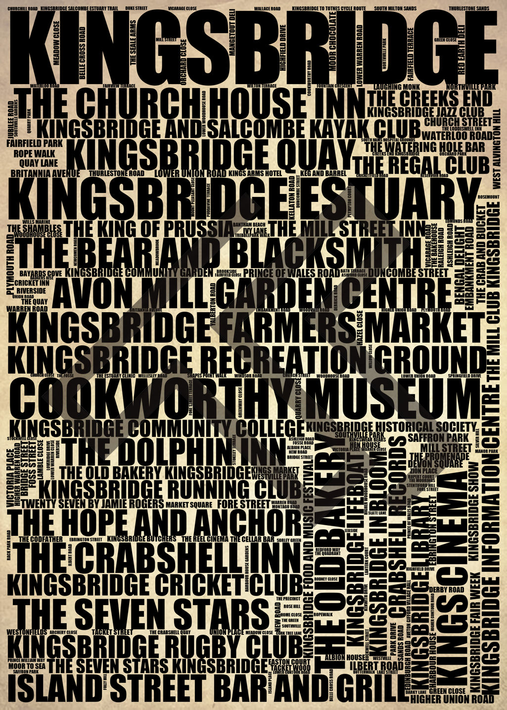 Kingsbridge - Premium Typographic Word Cloud Prints, Posters & Gifts