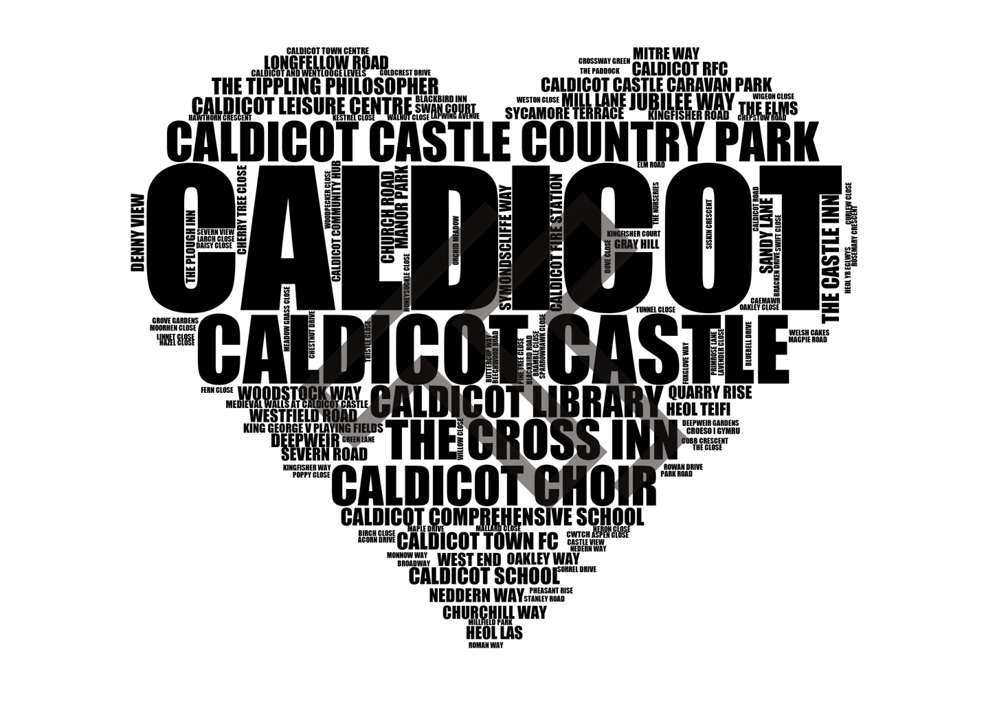 Caldicot - Premium Typographic Word Cloud Prints, Posters & Gifts