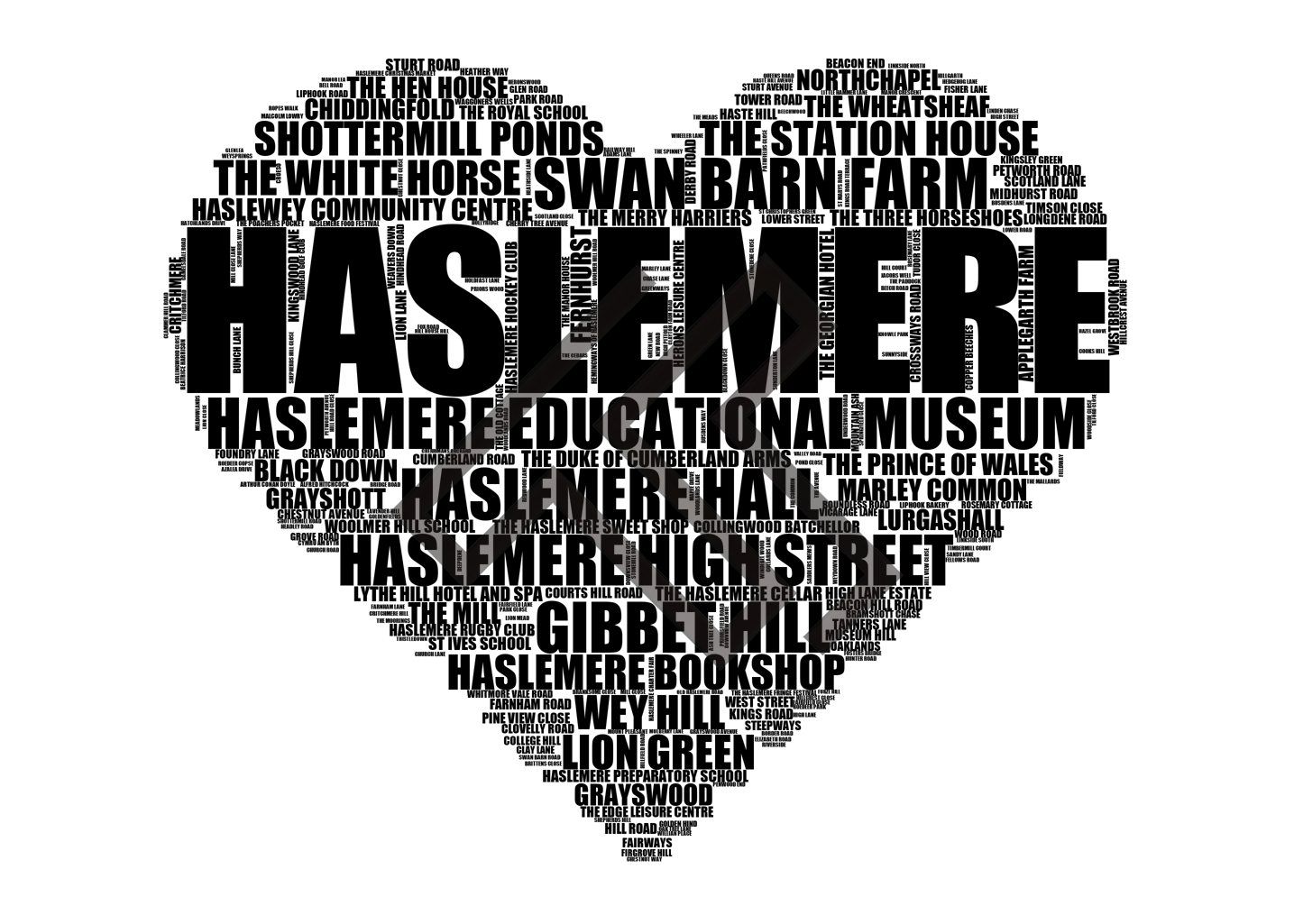 Haslemere - Premium Typographic Word Cloud Prints, Posters & Gifts