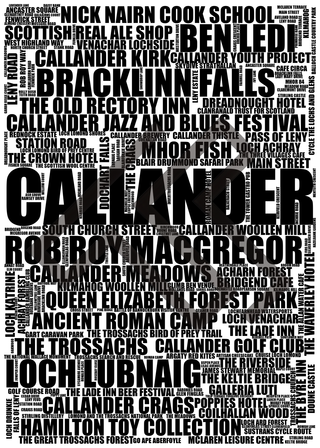 Callander - Premium Typographic Word Cloud Prints, Posters & Gifts