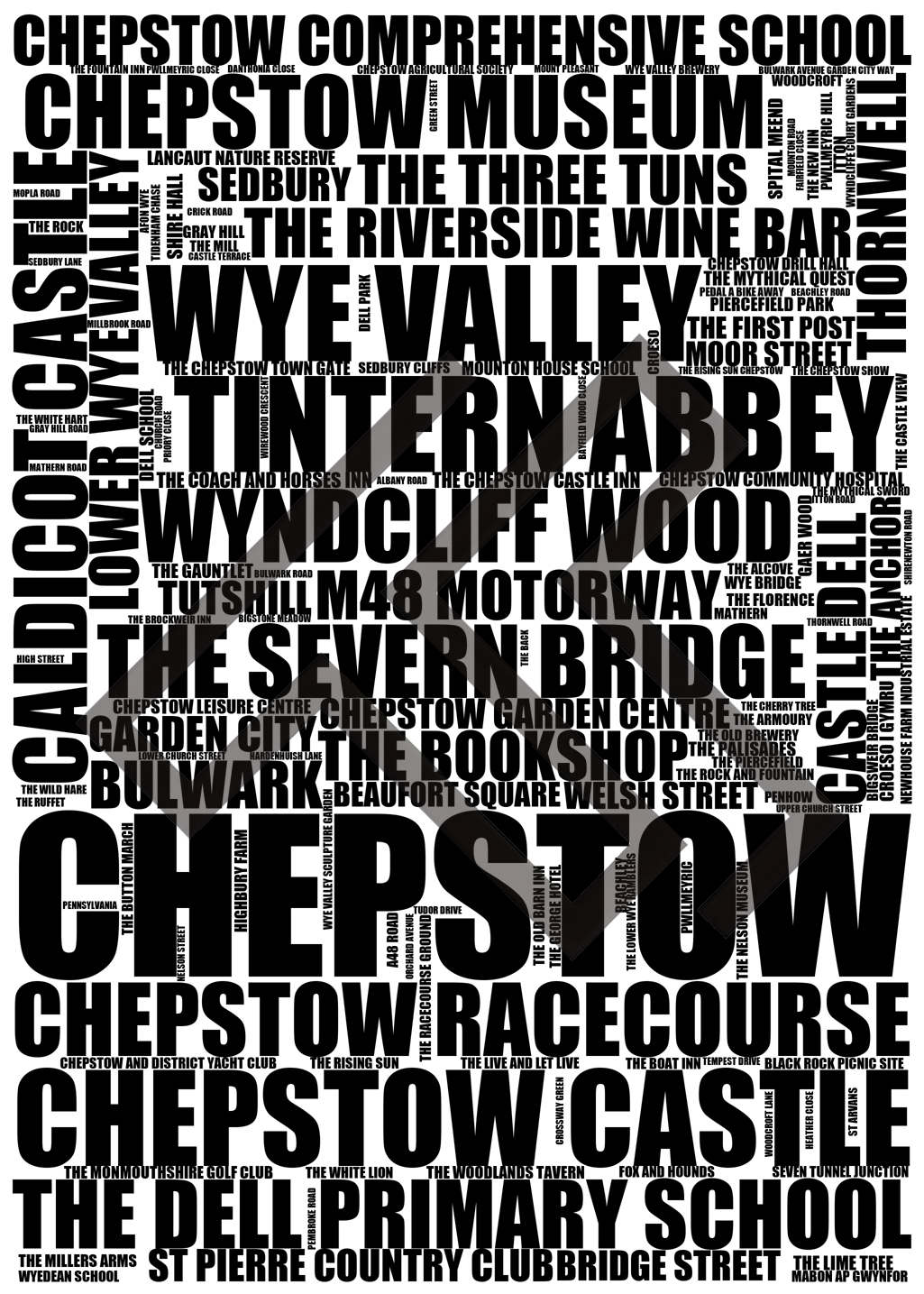 Chepstow - Premium Typographic Word Cloud Prints, Posters & Gifts