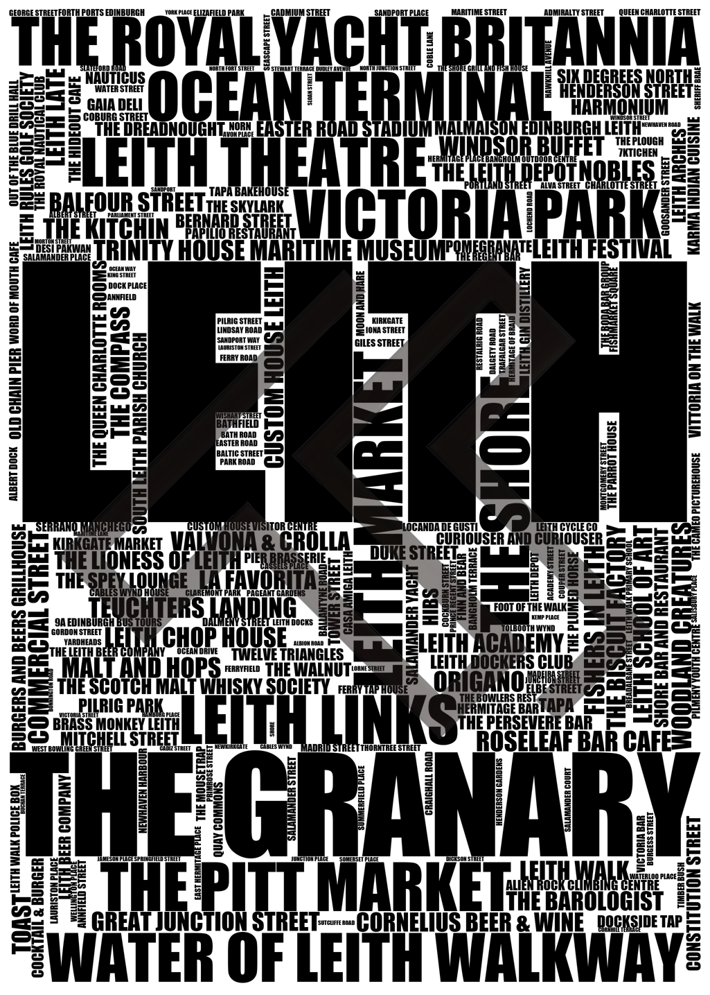 Leith - Premium Typographic Word Cloud Prints, Posters & Gifts