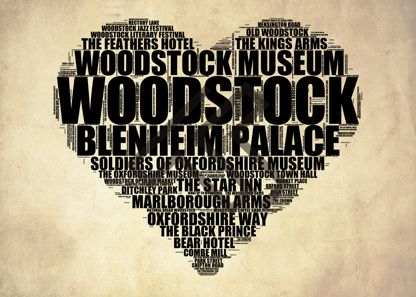 Woodstock - Premium Typographic Word Cloud Prints, Posters & Gifts