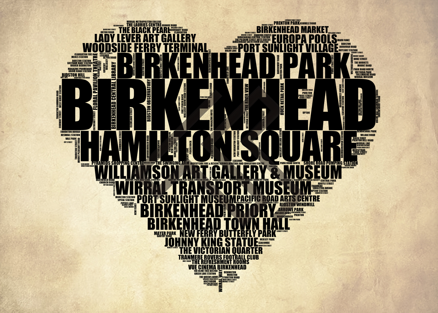 Birkenhead - Premium Typographic Word Cloud Prints, Posters & Gifts