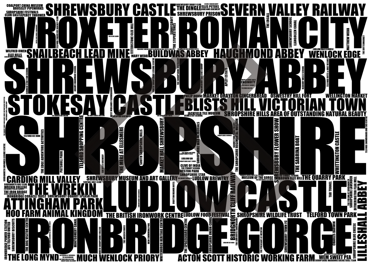 Shropshire - Premium Typographic Word Cloud Prints, Posters & Gifts