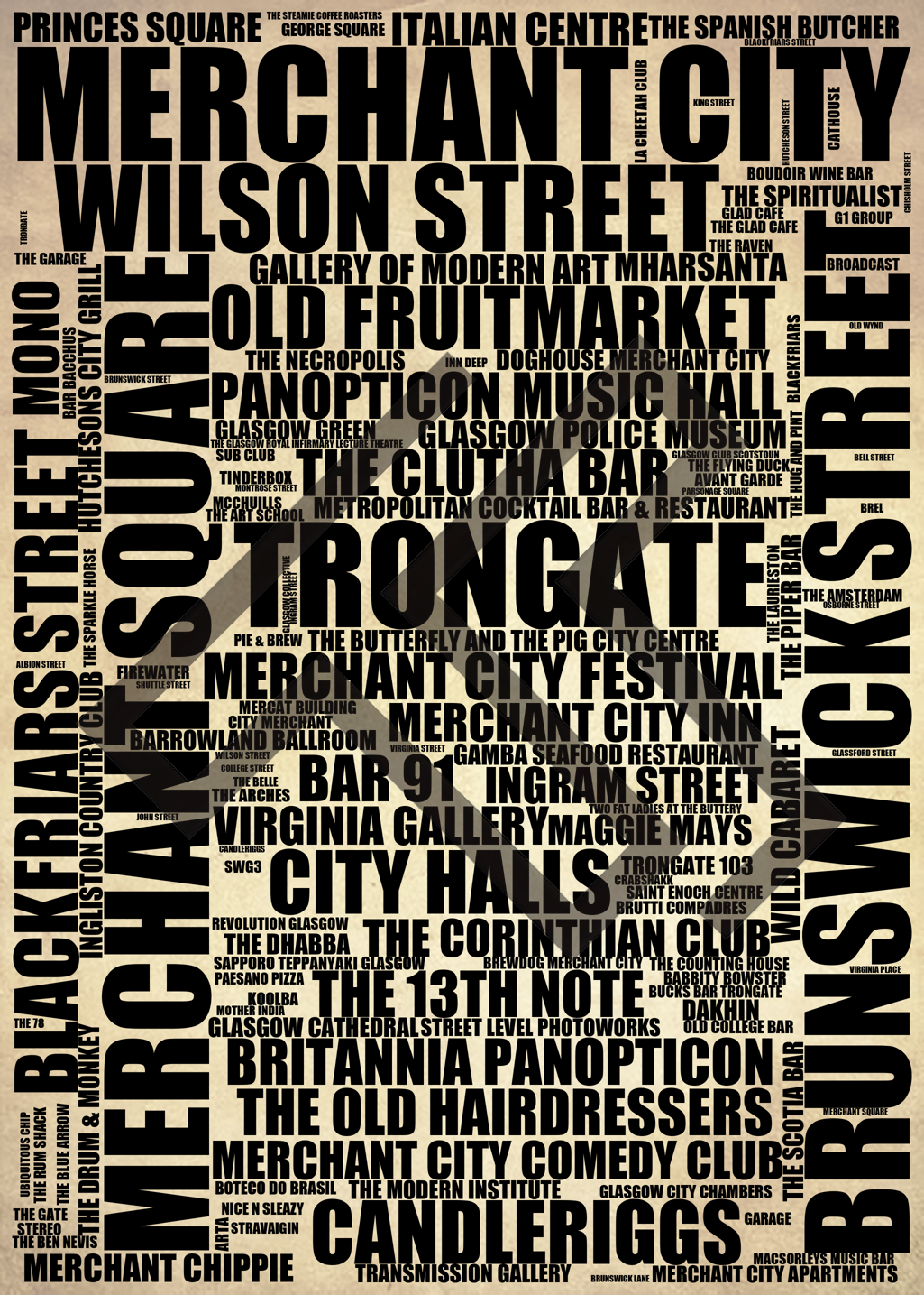 Merchant City - Premium Typographic Word Cloud Prints, Posters & Gifts