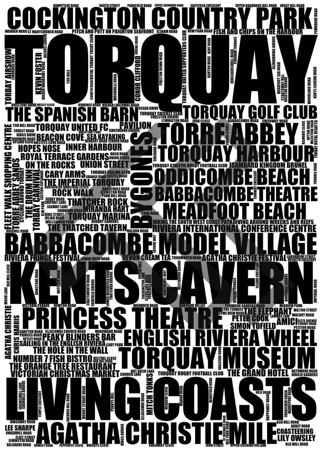 Torquay - Premium Typographic Word Cloud Prints, Posters & Gifts