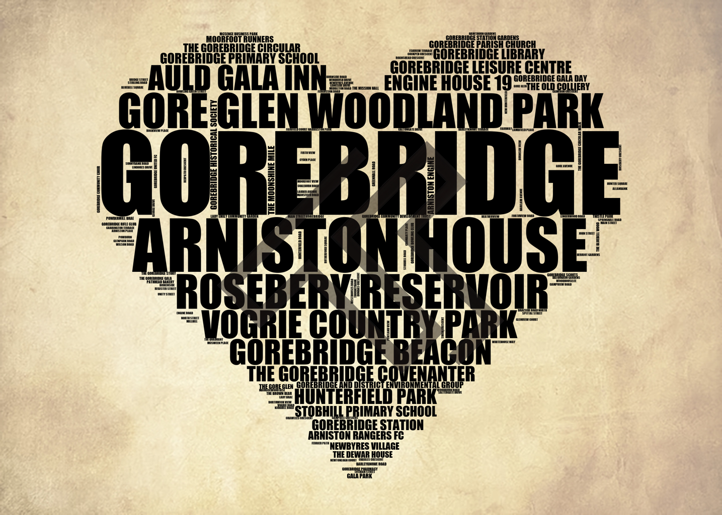 Gorebridge - Premium Typographic Word Cloud Prints, Posters & Gifts