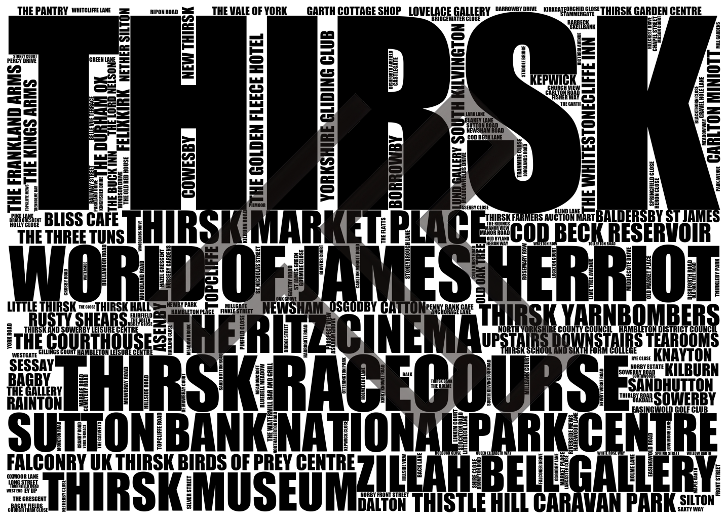 Thirsk - Premium Typographic Word Cloud Prints, Posters & Gifts