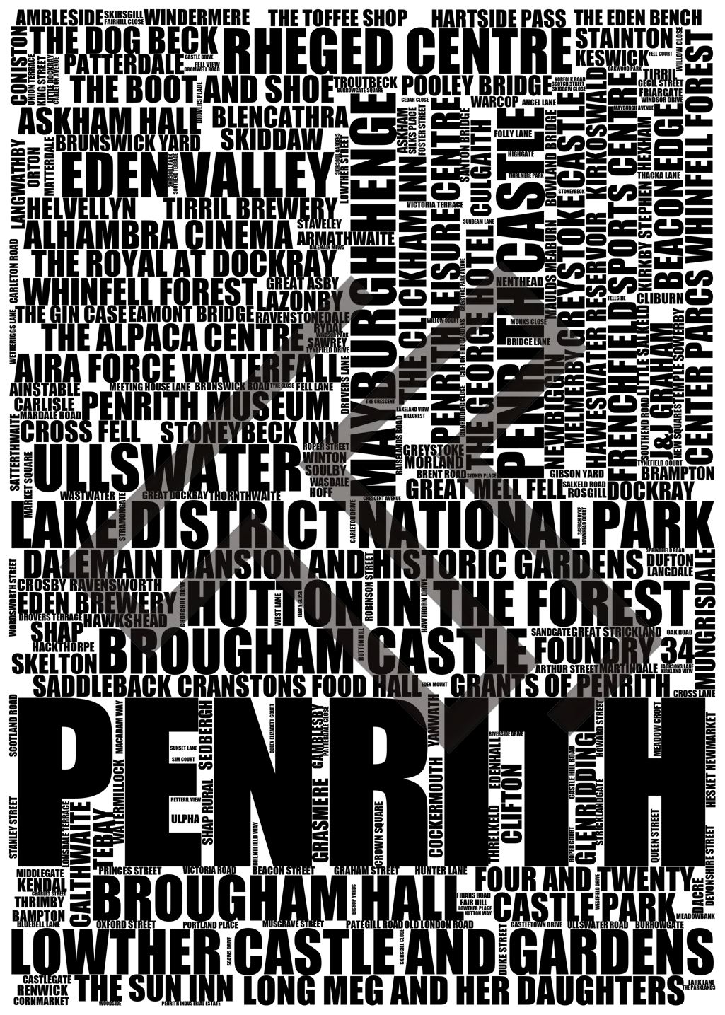 Penrith - Premium Typographic Word Cloud Prints, Posters & Gifts