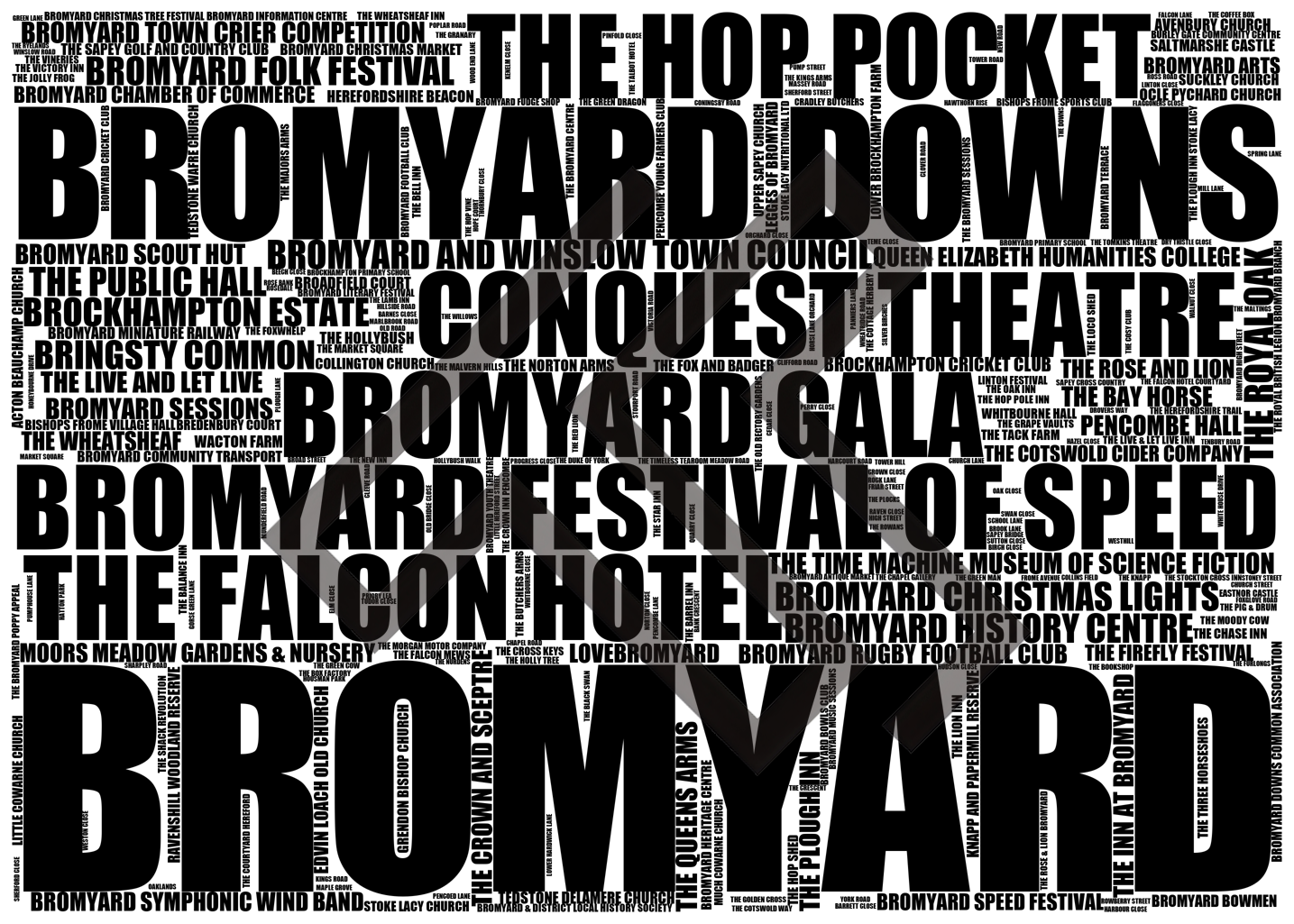 Bromyard - Premium Typographic Word Cloud Prints, Posters & Gifts