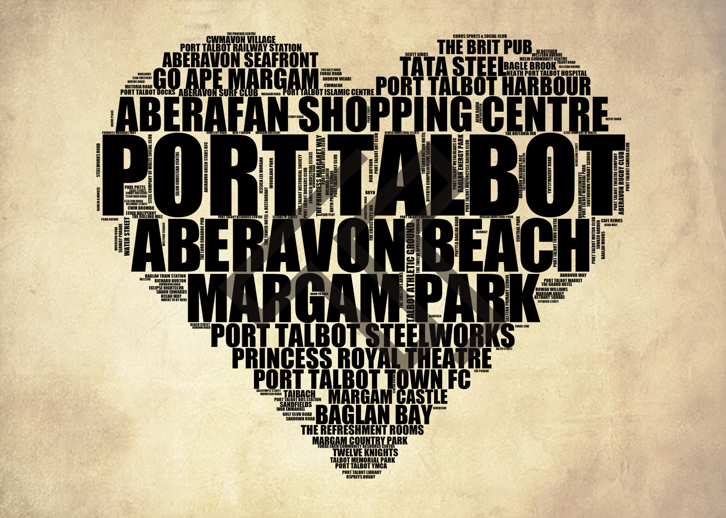 Port Talbot - Premium Typographic Word Cloud Prints, Posters & Gifts