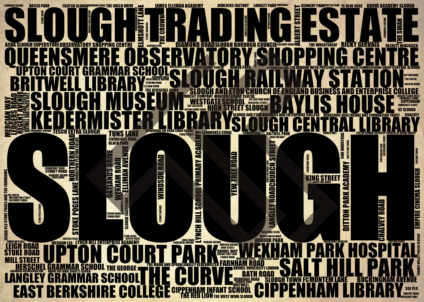 Slough - Premium Typographic Word Cloud Prints, Posters & Gifts