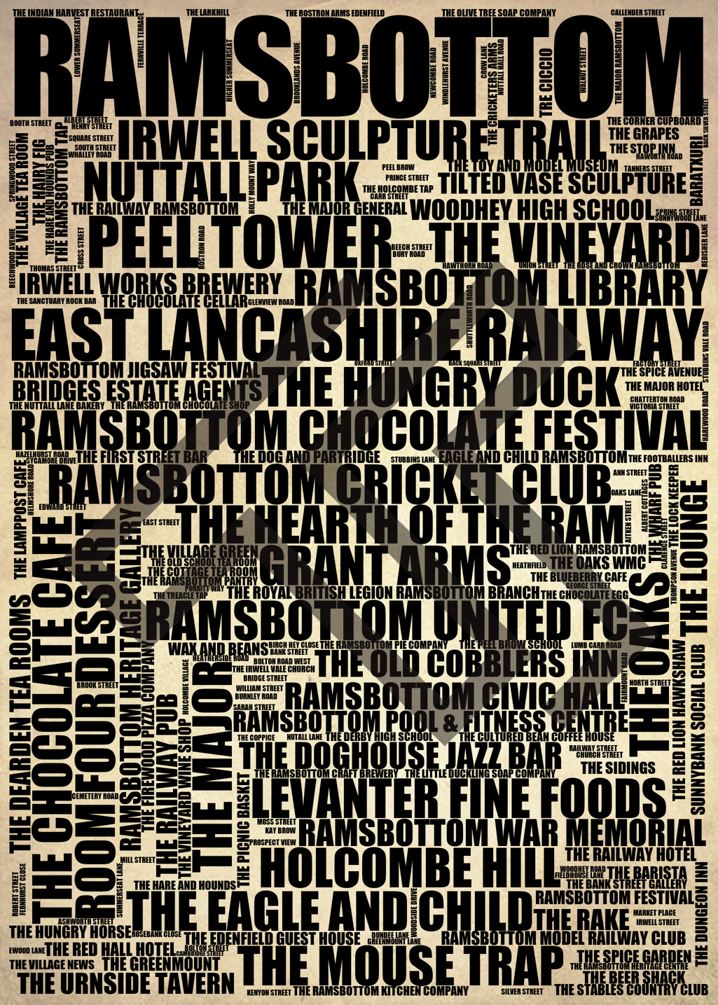 Ramsbottom - Premium Typographic Word Cloud Prints, Posters & Gifts