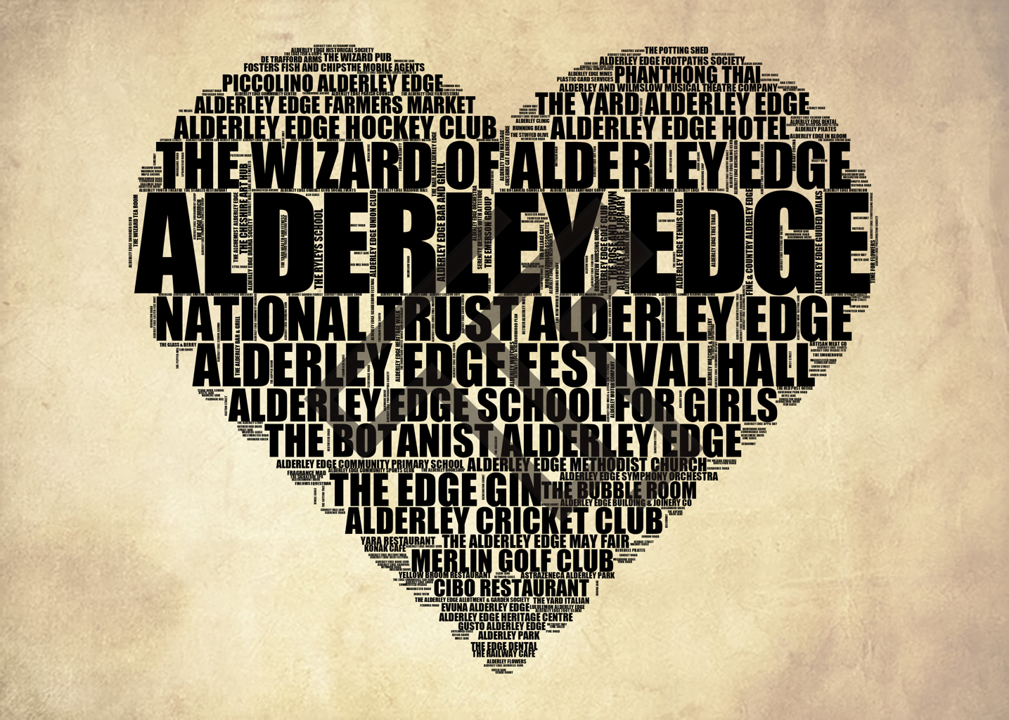 Alderley Edge - Premium Typographic Word Cloud Prints, Posters & Gifts