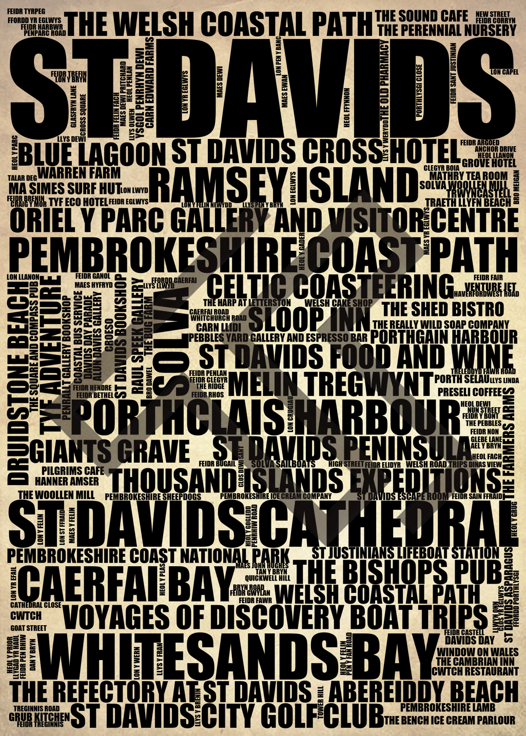 St Davids - Premium Typographic Word Cloud Prints, Posters & Gifts