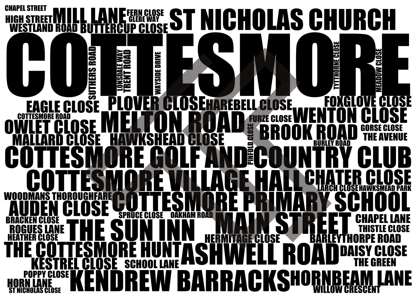 Cottesmore - Premium Typographic Word Cloud Prints, Posters & Gifts