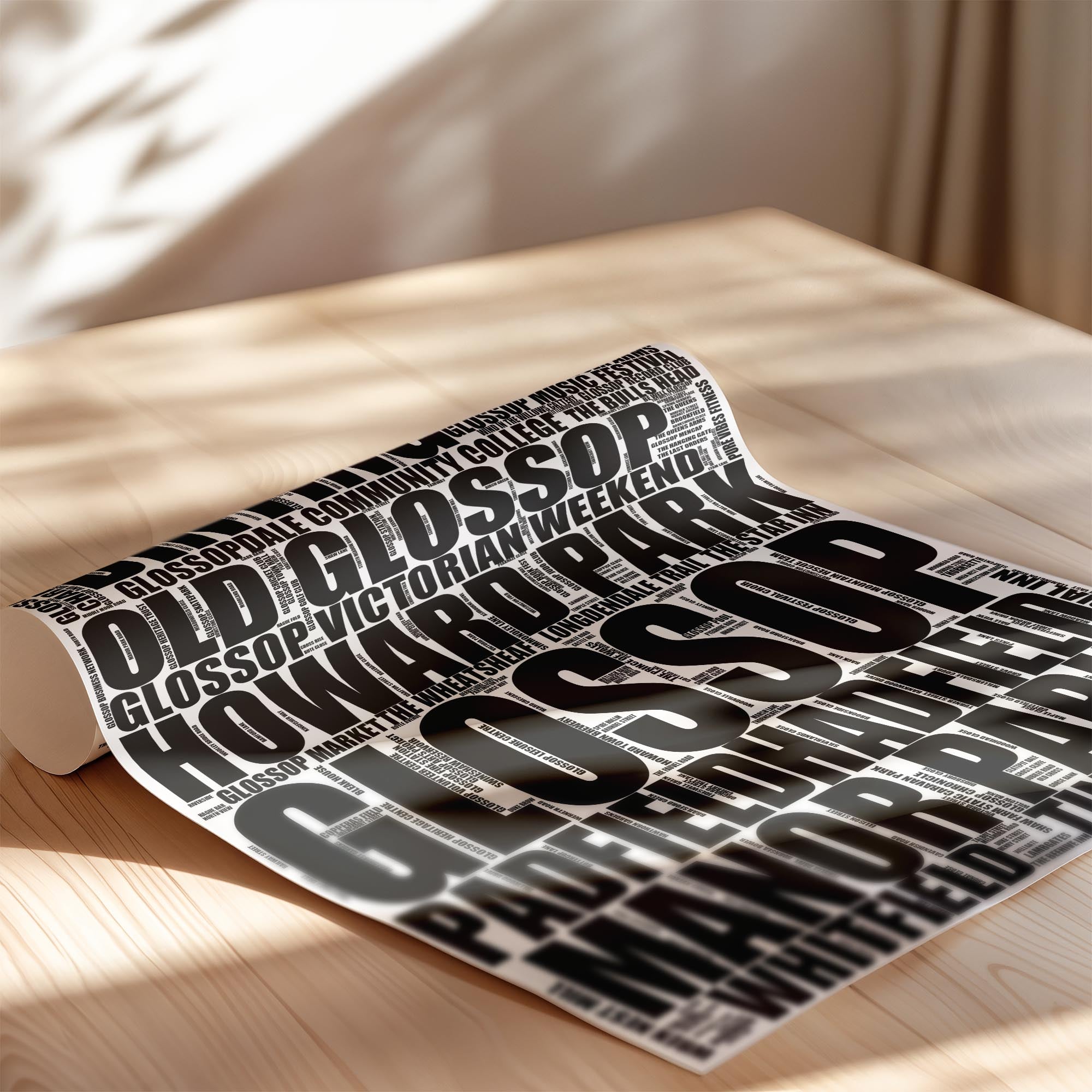 Glossop - Premium Typographic Word Cloud Prints, Posters & Gifts