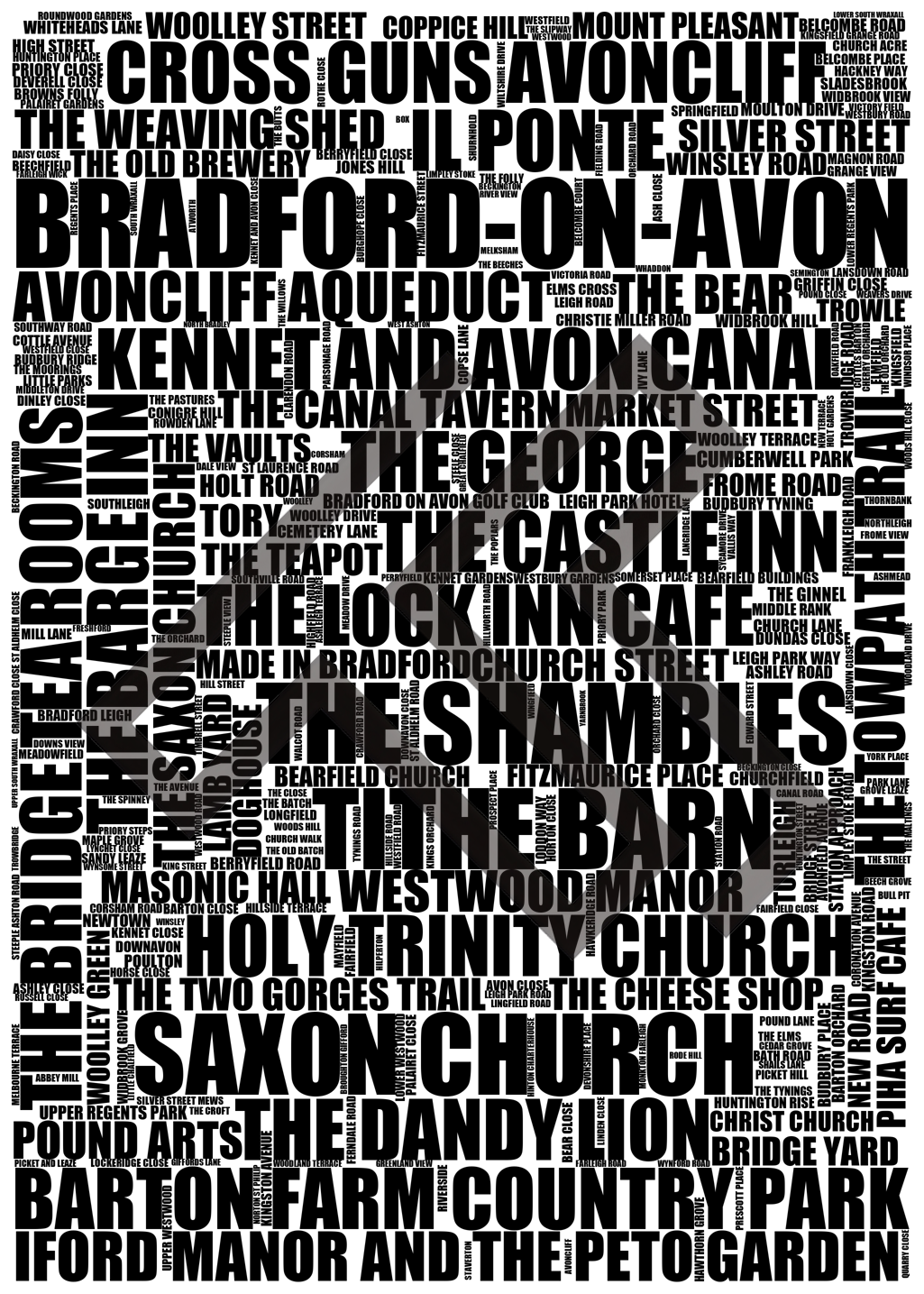 Bradford-on-Avon - Premium Typographic Word Cloud Prints, Posters & Gifts