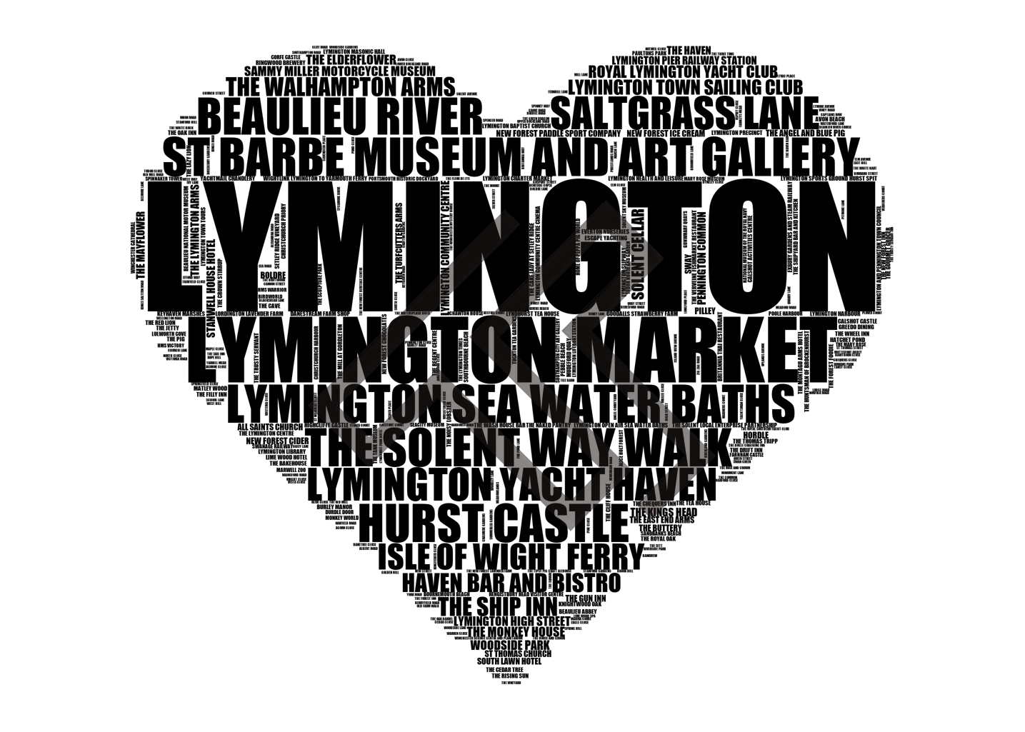 Lymington - Premium Typographic Word Cloud Prints, Posters & Gifts