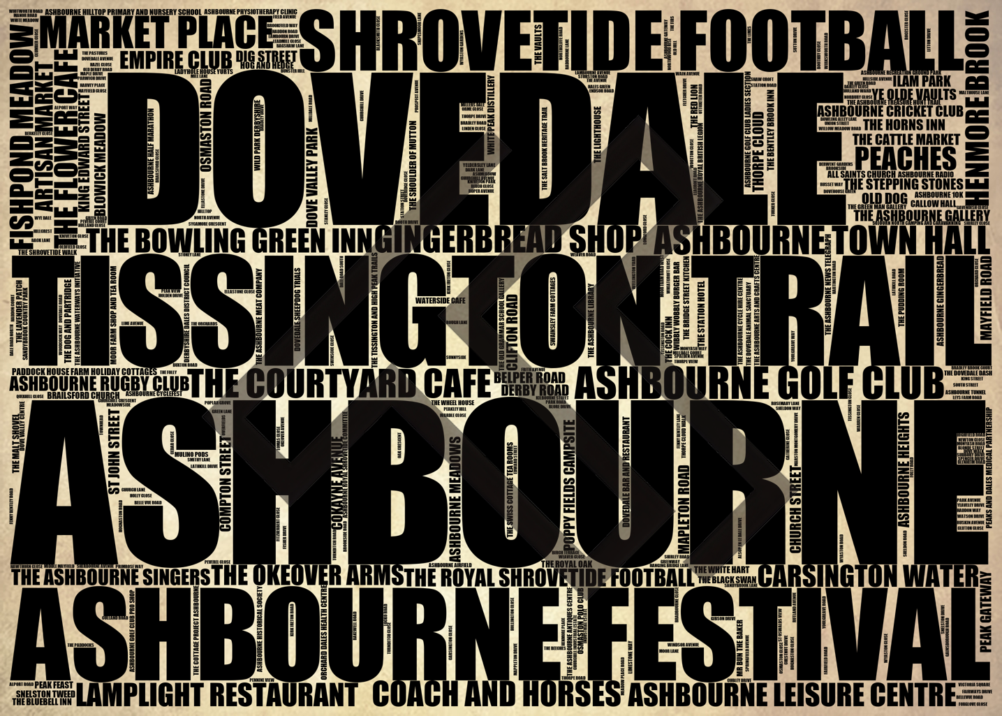 Ashbourne - Premium Typographic Word Cloud Prints, Posters & Gifts