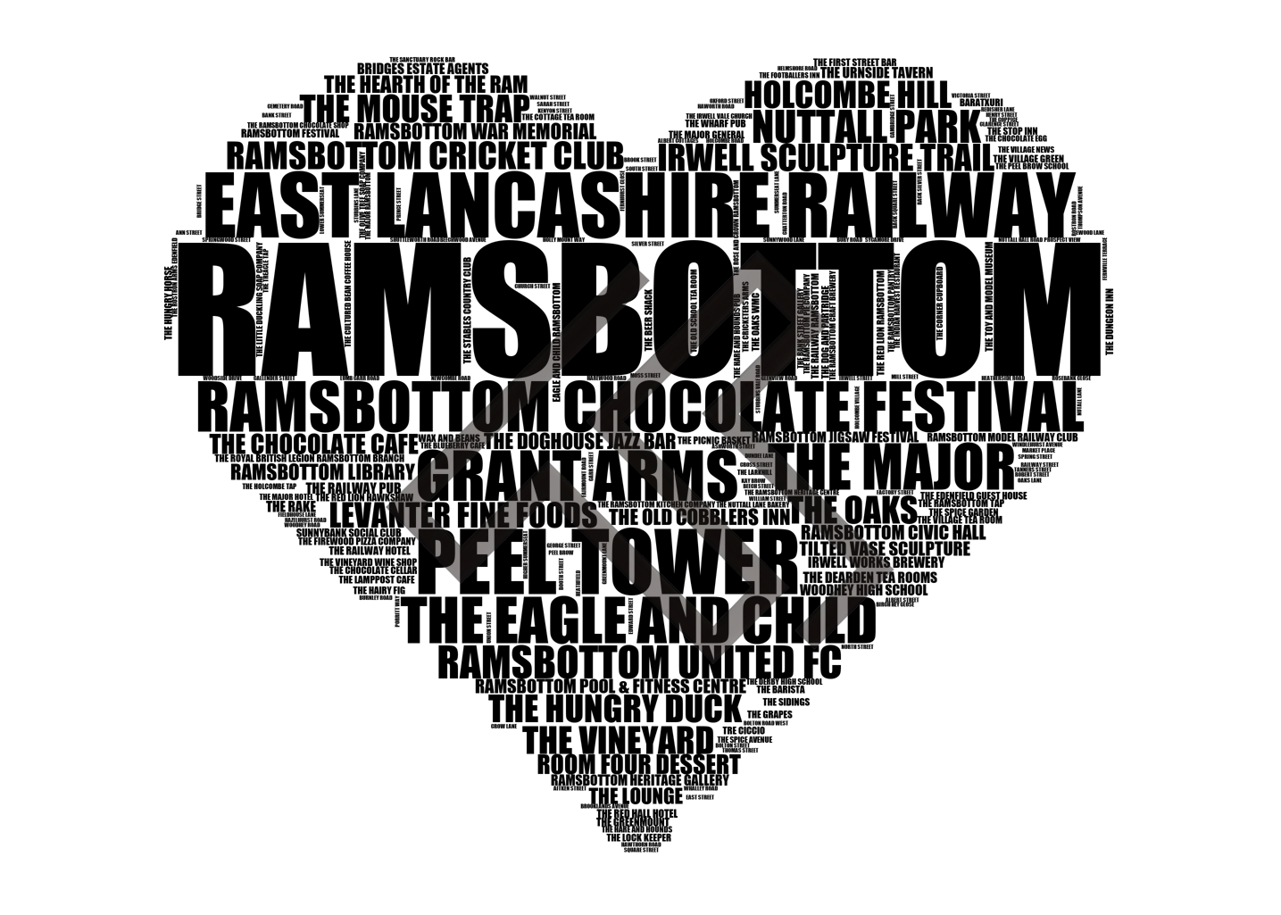 Ramsbottom - Premium Typographic Word Cloud Prints, Posters & Gifts