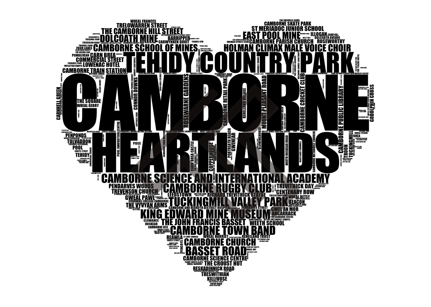 Camborne - Premium Typographic Word Cloud Prints, Posters & Gifts