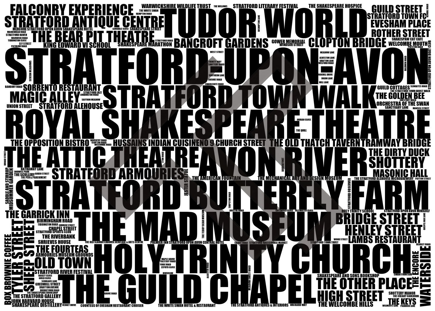 Stratford-upon-Avon - Premium Typographic Word Cloud Prints, Posters & Gifts